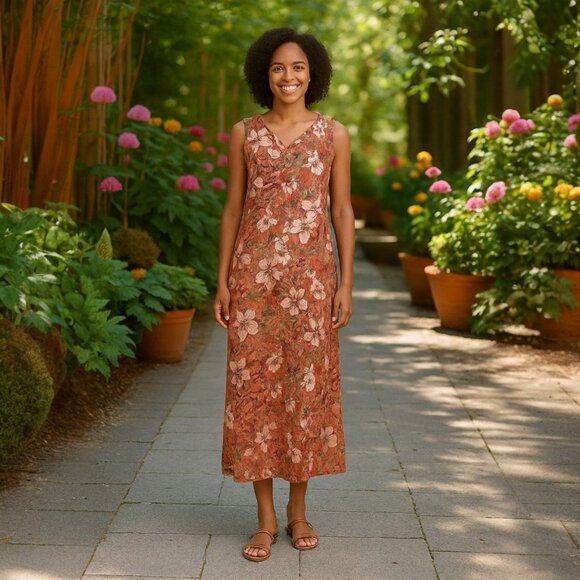 Ellen Weaver Sleeveless Maxi Dress Floral Boho Summer Vacation Resort Large - Picture 5 of 9